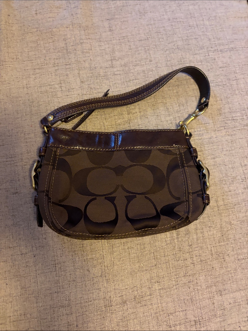 Coach Mini Shoulder Bag in Brown Signature Canvas